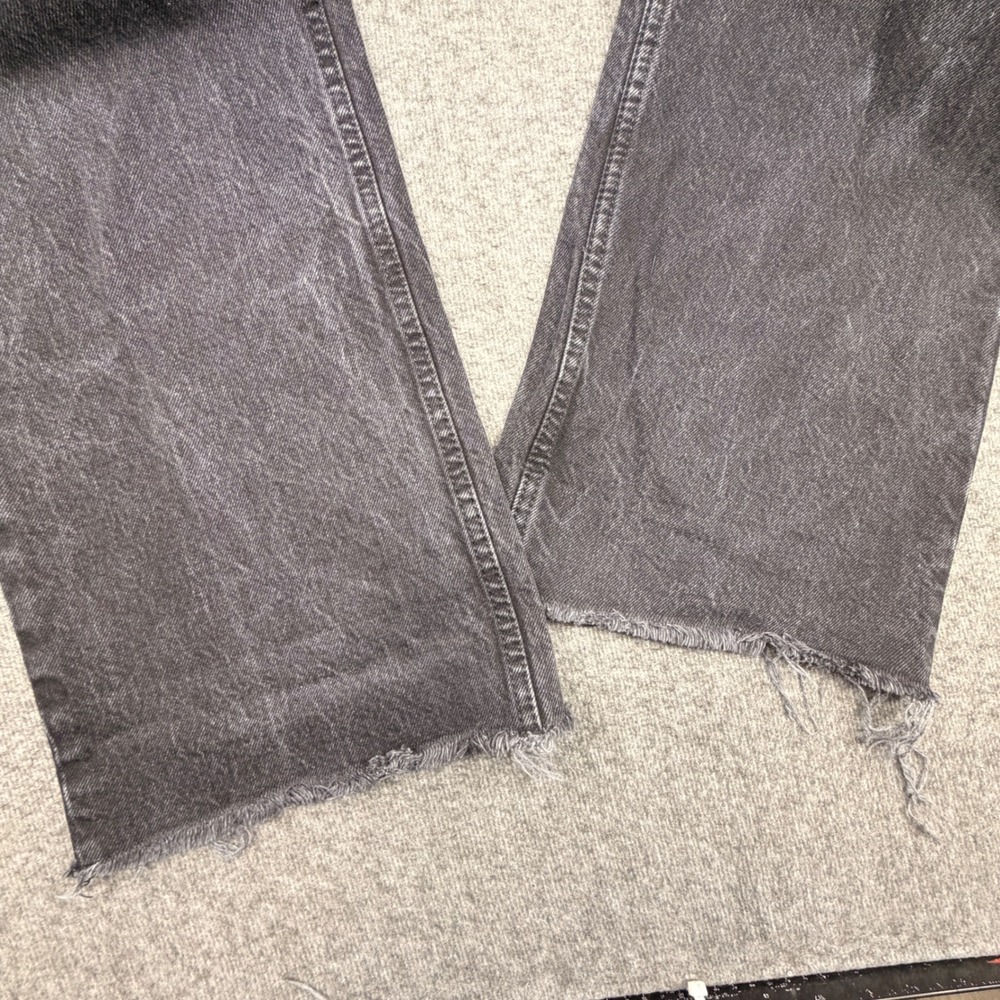 Zara Womens High Waisted Wide Leg Jeans Faded Black Raw Hem Size 6 MEX 28 - Picture 7 of 9
